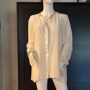 New Eileen Fisher  Cream  silk Button-Up Blouse